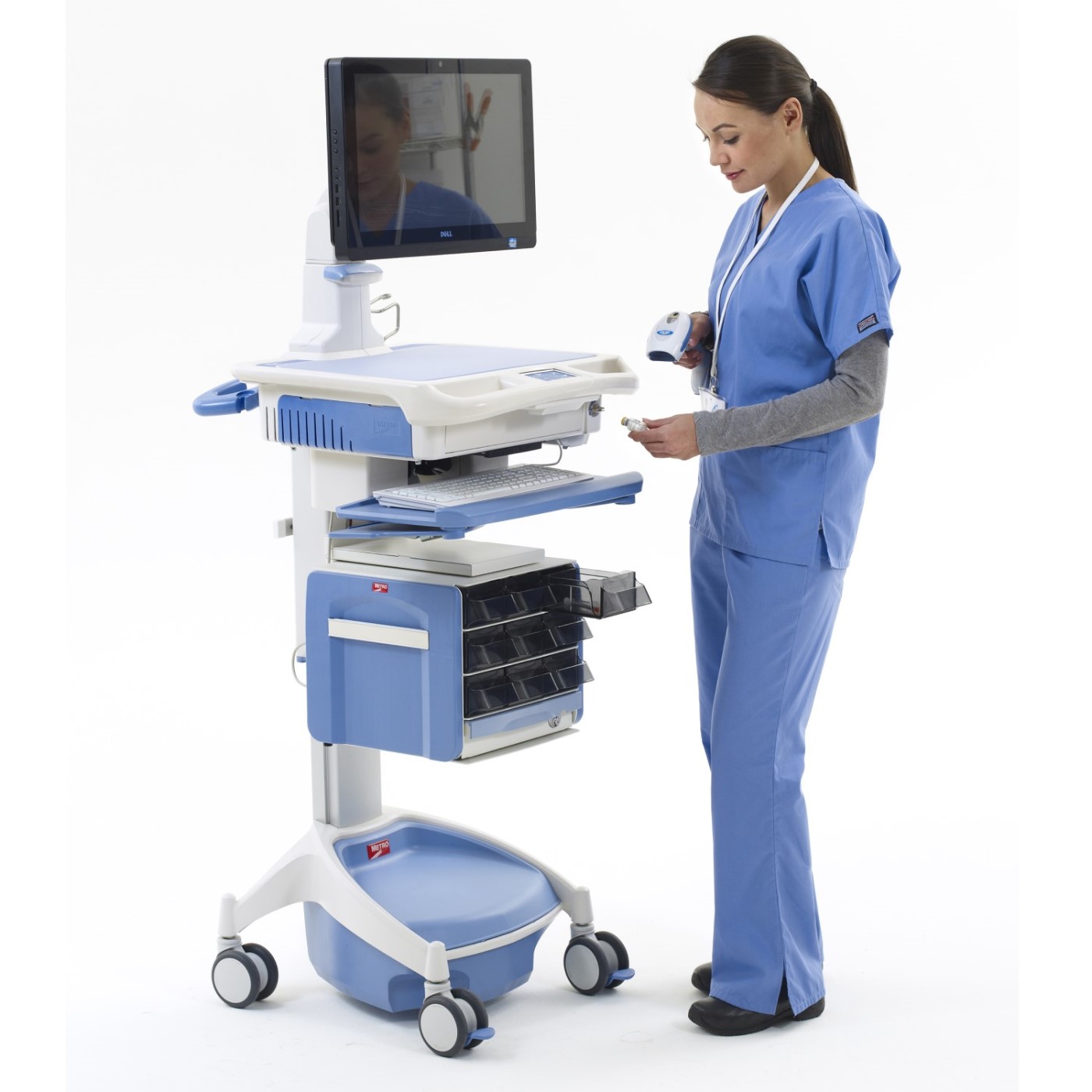 Access RX Point-of-Care Computer/Medication Cart w/ 3 Tiers