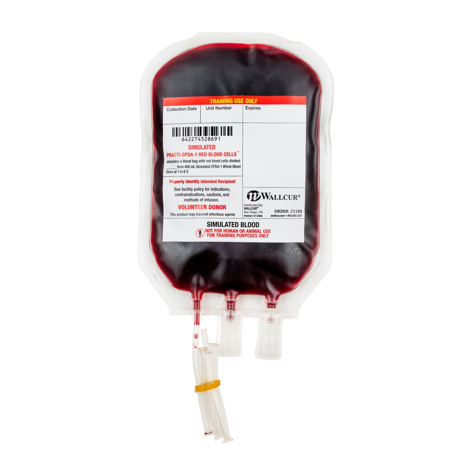 Simulated blood bag w/ 8 stickers