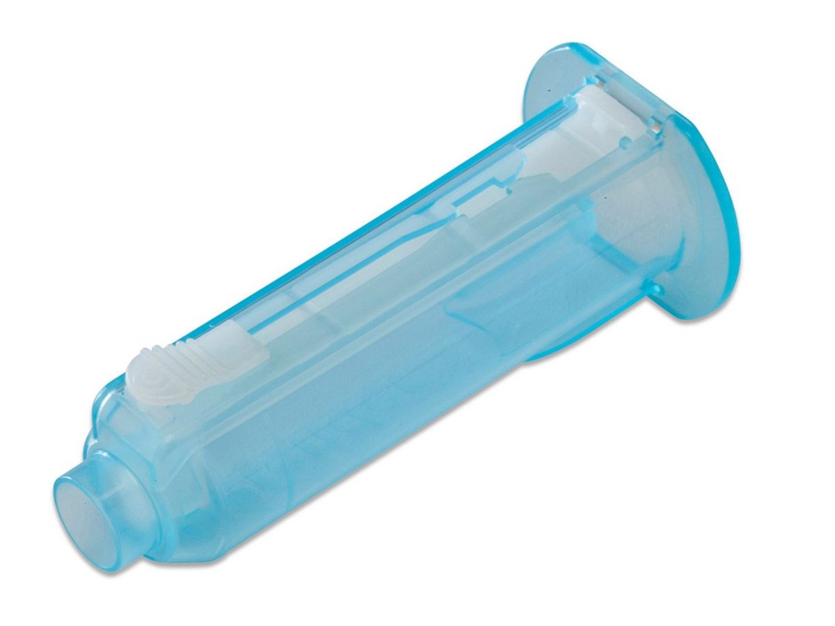 Monoject safety needle holder w/ slide lock