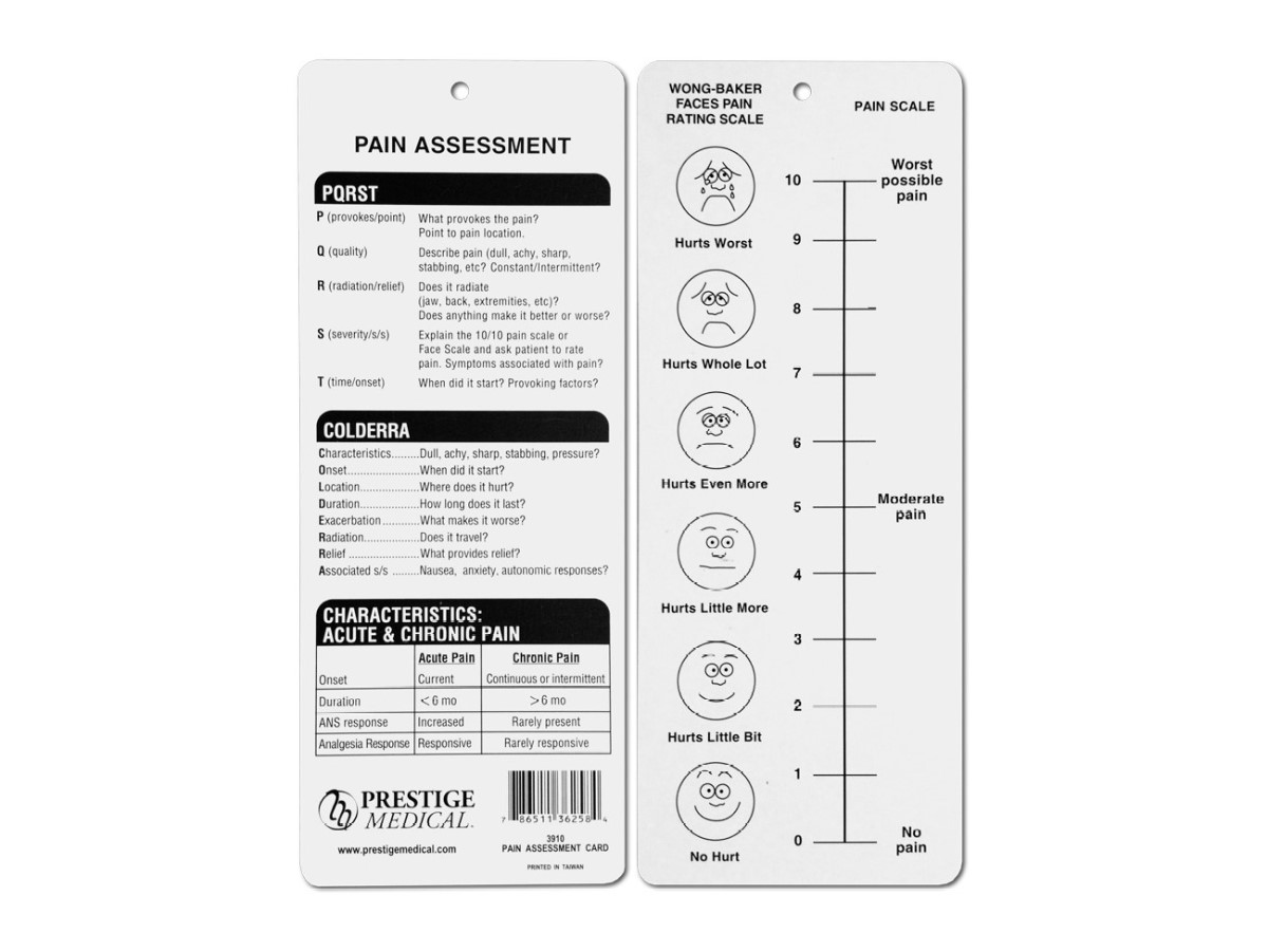 Pain Control Card Medical Shipment | Pain Assessment Card, 1/each