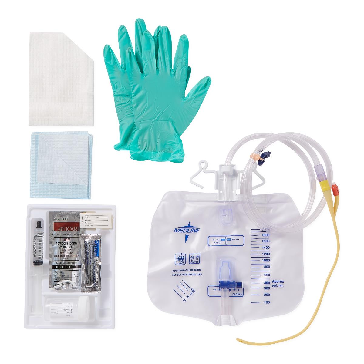 Coated latex foley catheter tray