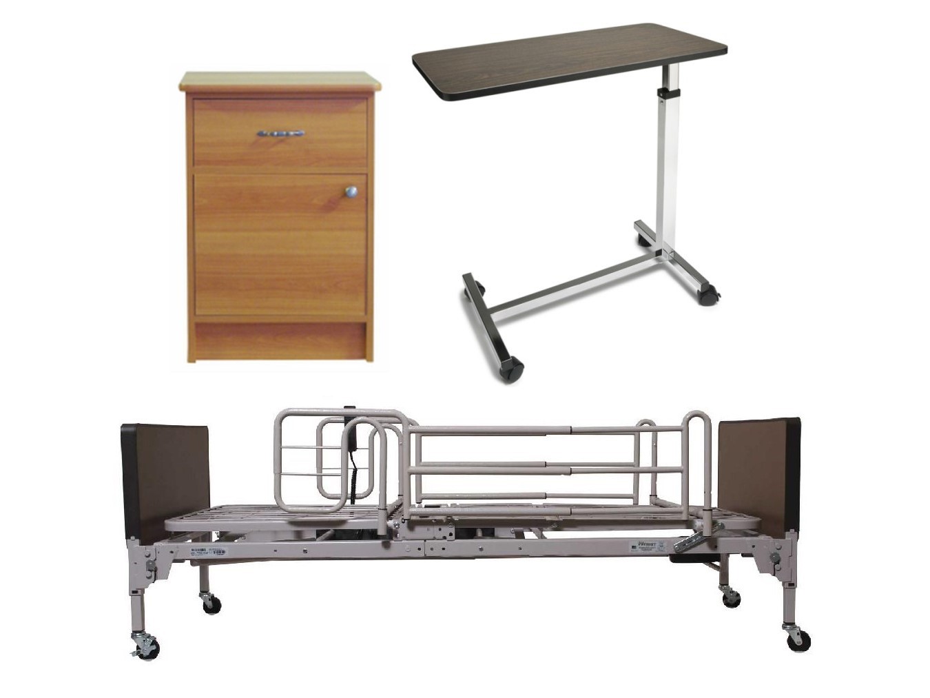 Full electric bed package w/ half rails