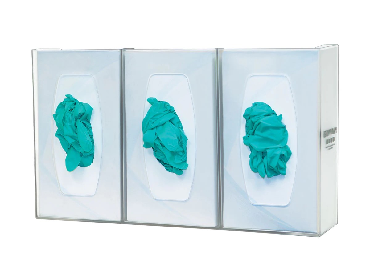 Triple glove box with dividers