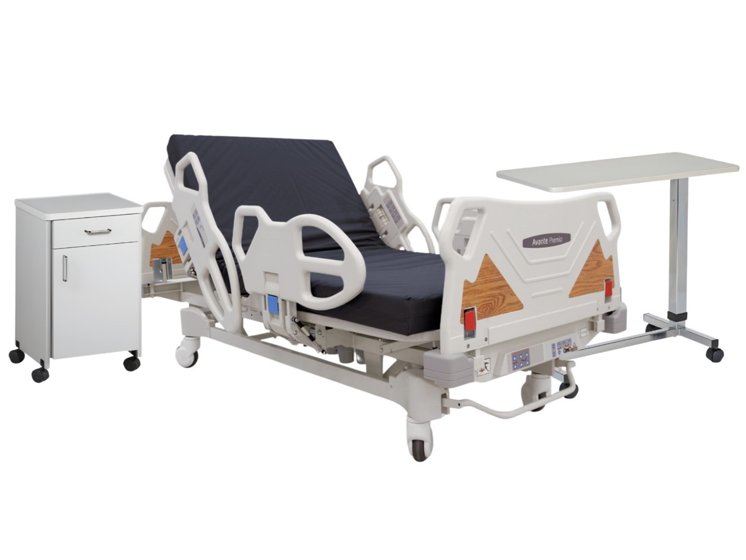 Premio E250 hospital bed package w/ overbed table